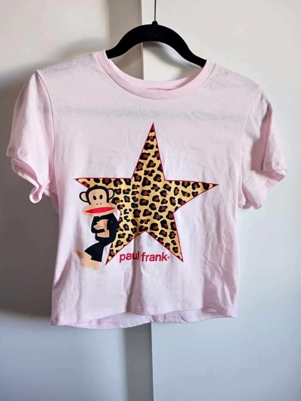 Paul Frank Leopard Star Graphic T-Shirt Pink Crop